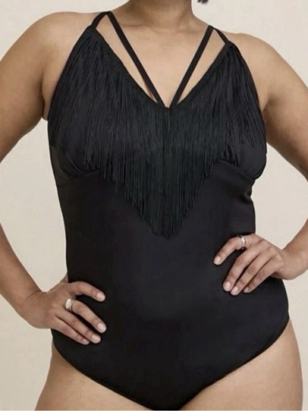 Torrid black fringe bodysuit sexy goth emo festival sz 0 euc